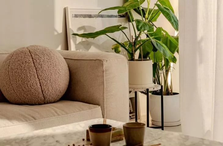 Decorative mirror is a gift from friends at Deer Design studio