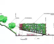 Cross section through the station hall and city square