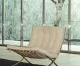 Barcelona armchair in the German Pavilion in Barcelona designed by Mies van der Rohe and Lilly Reich