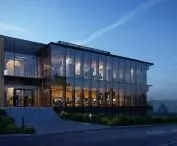 The wooden office building will have three floors, 1,500 sq. ft. and a glass facade