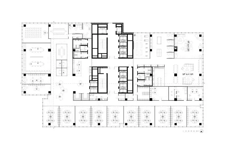projection of the functional layout with marking of section lines