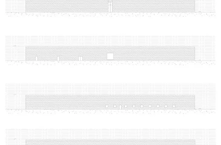 South, west, north and east elevations