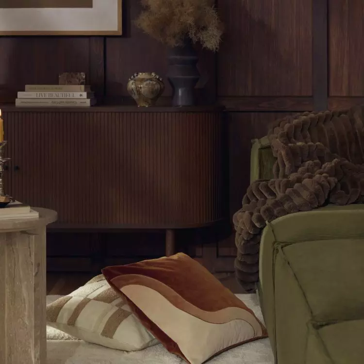 Brown, orange and green will create an interesting retro-style arrangement
