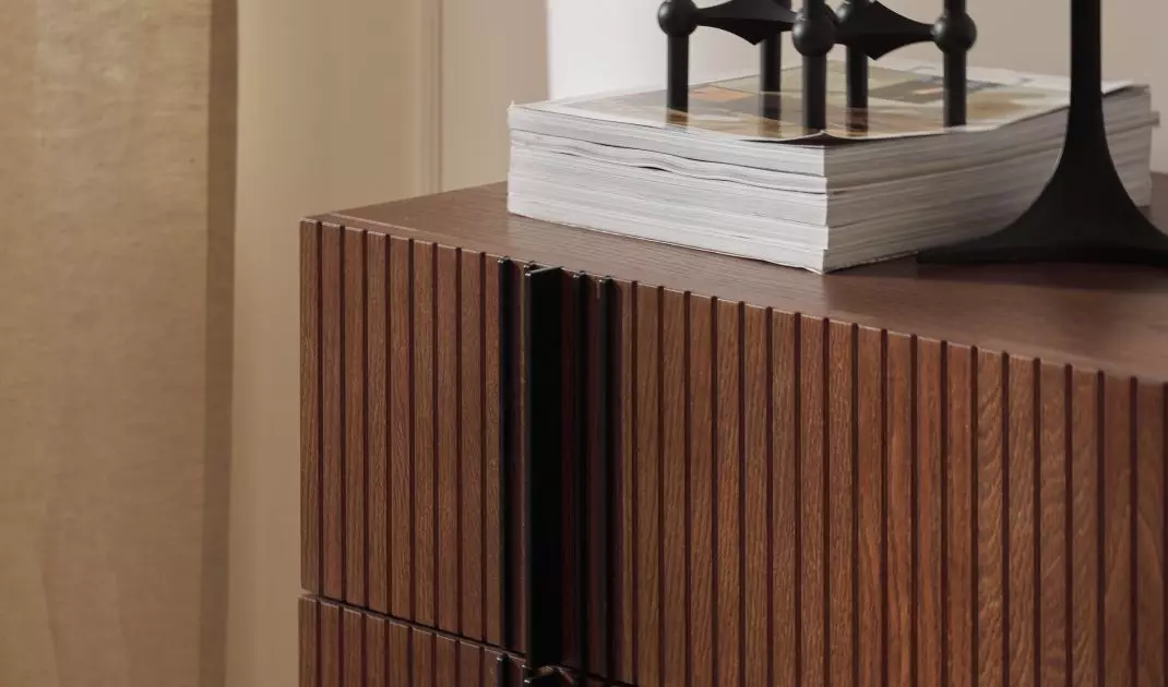 Wooden furniture goes well with metallic accessories, for example