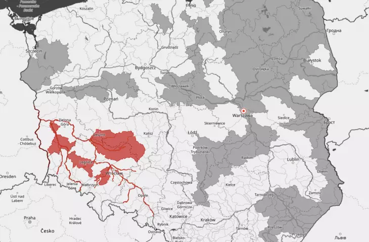 Mapa meteo MGW - ostrzeżenia hydro