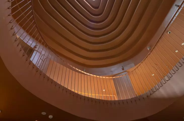 View of the skylight and spiral staircase
