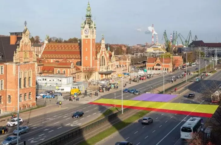 Location of the passage, which is being built at the Gdansk Main railway station in downtown Gdansk