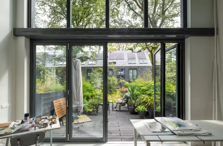 Stylish interior of a modern house with a terrace, ideal for relaxation and meetings