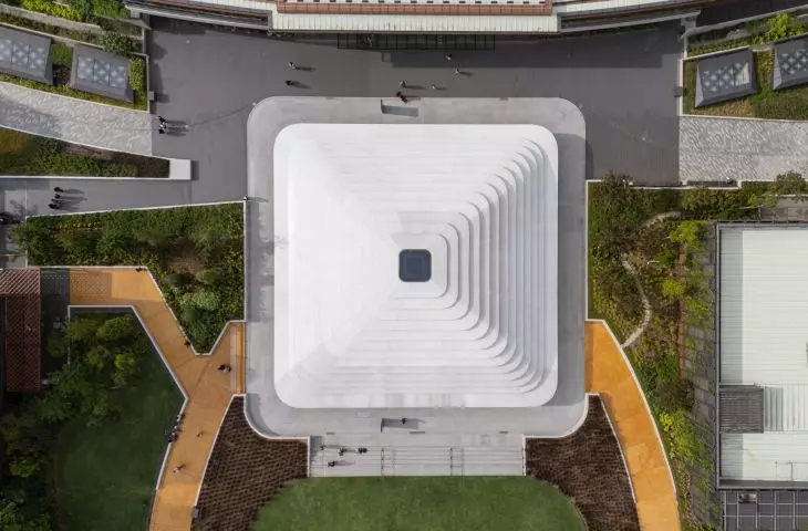 A bird's eye view of the dome of Apple The Exchange TRX