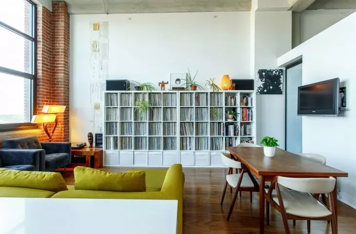 Large simple bookcases will even accommodate large collections of vinyl records