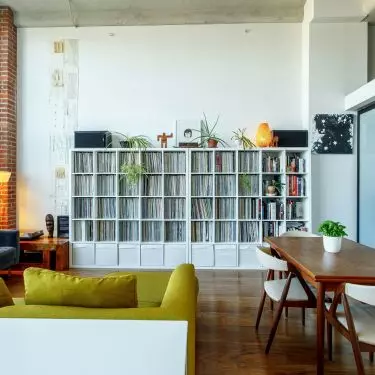 Large simple bookcases will even accommodate large collections of vinyl records