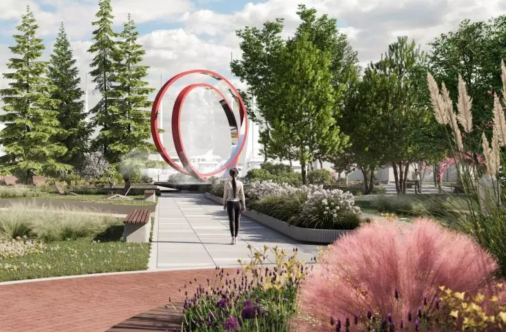 Design of a park at the marina in downtown Gdynia
