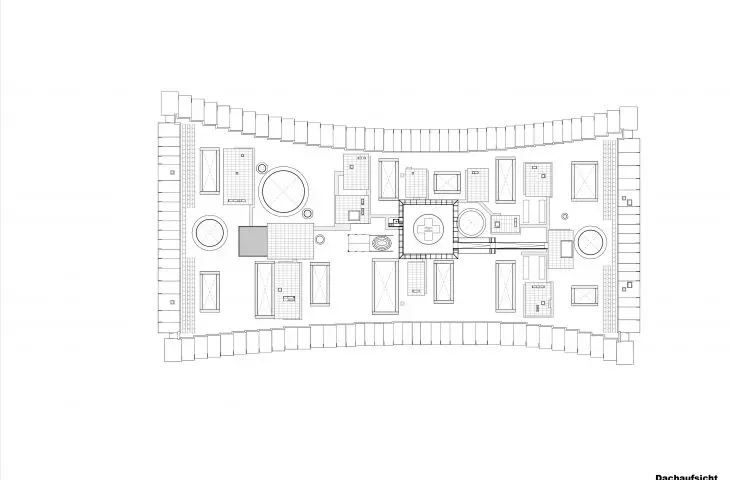 Roof plan with round and rectangular structures