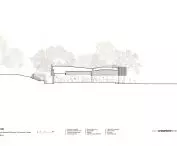 Community center in Hurlstone Park - longitudinal cross-section of the building 