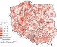 Obrót migracyjny	w jednostkach wiejskich w	Polsce w	2019 r.