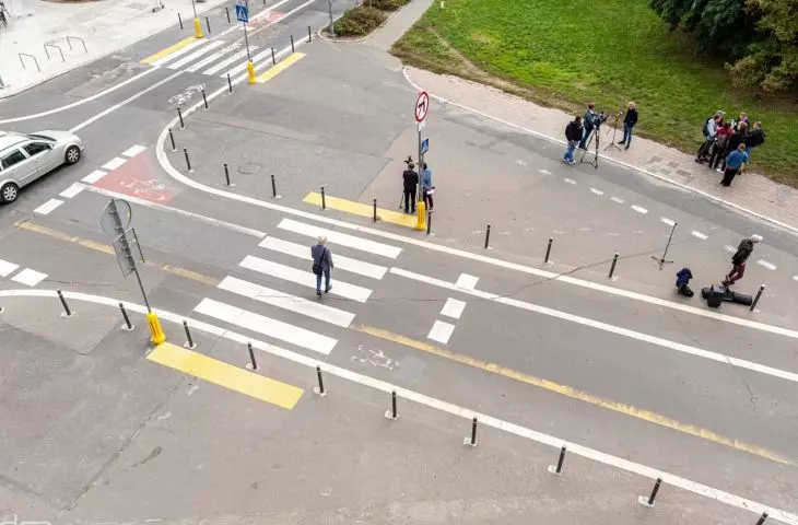 The intersection of Taczak, Kosciuszko and Taylor streets in Poznan,