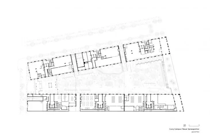 Architectural plan of the first floor of Curvy Campus / Neuer Spreespeicher