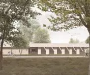 Visualization of the municipal baths in Pole Mokotowskie in Warsaw