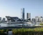 The Zhuhai Art Center was located on an island within the artificial ZhongXin Lake