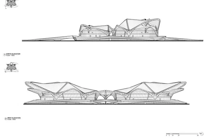 Zhuhai Art Center - north and west elevations