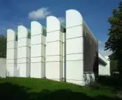 Bauhaus archive building in Berlin realized on the basis of Gropius' design