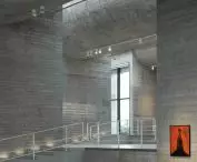 The interior of Ginkgo Gallery features raw concrete walls and thoughtful lighting 
