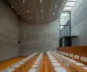 Ginkgo Gallery's auditorium is covered with a wooden floor