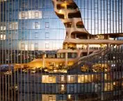One River North skyscraper - a facade detail that shows a combination of geometric shapes and organic ones, making the 