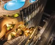 One River North - the skyscraper terrace houses a pool, spa and garden
