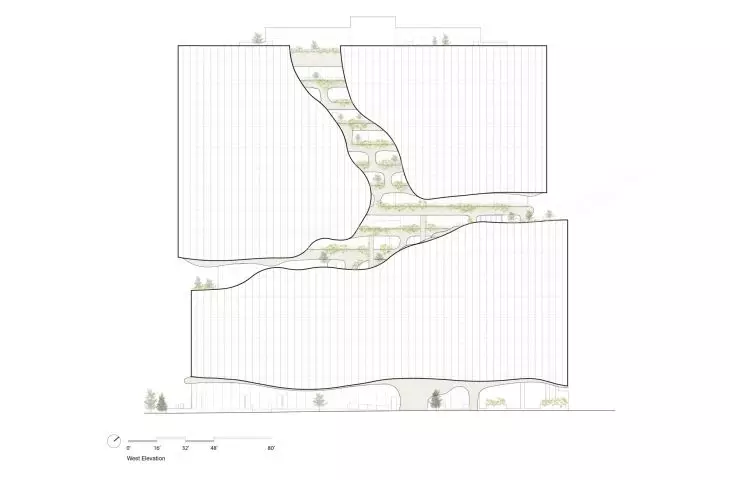 One River North skyscraper - drawing of the west elevation 