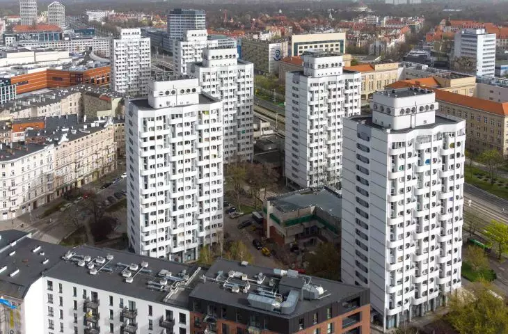 Skyscrapers at Grunwaldzki Square in Wroclaw 