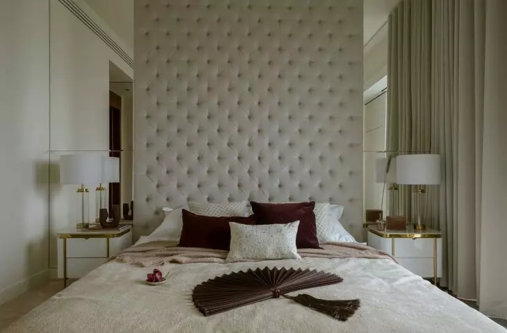 Quilted headrest takes up most of the wall