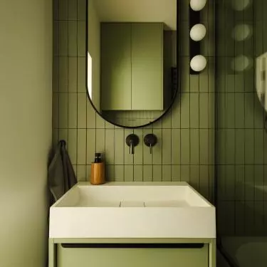 Bathroom in shades of green