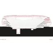 Santiago Bernabéu - longitudinal cross-section of the stadium