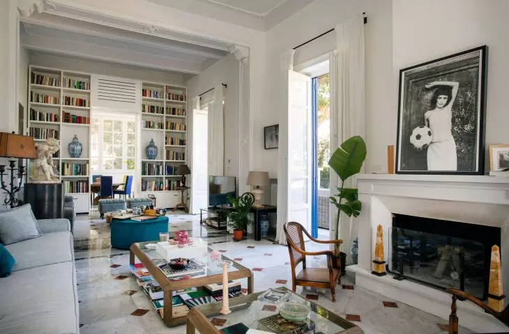 Among other things, the architects restored the original flooring in the living room