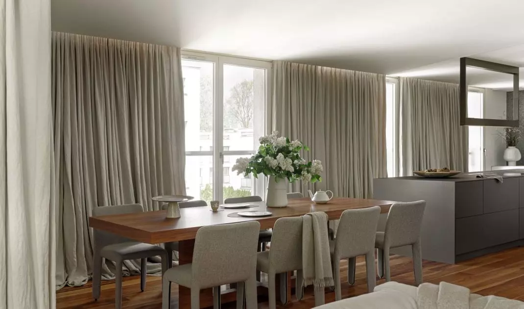 The apartment was created by combining four apartments