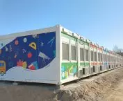 A school made of containers in the village of Zelazno in Kotlina Klodzka