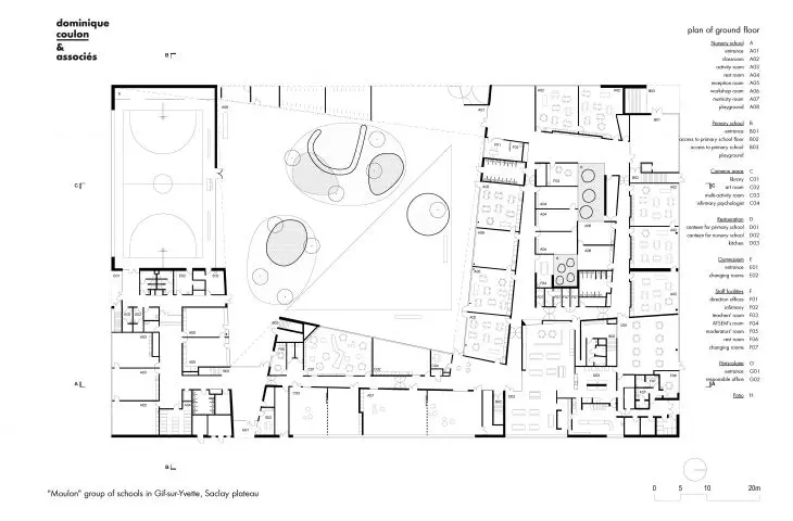 Architektoniczny plan parteru grupy szkół „Moulon”