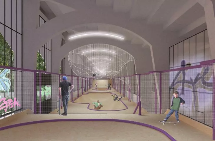 wizualizacja wnętrza skateparku