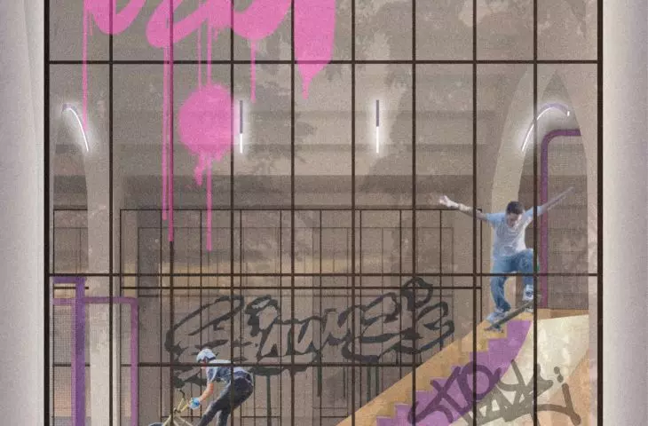 wizualizacja skateparku z zewnątrz