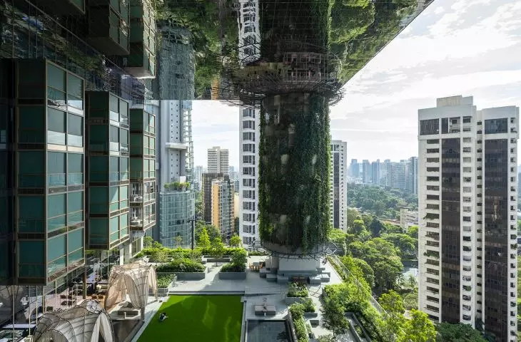 Hotel Pan Pacific Orchard w Singapurze — taras leśny z ogrodem, skierowany w stronę apartamentów Claymore