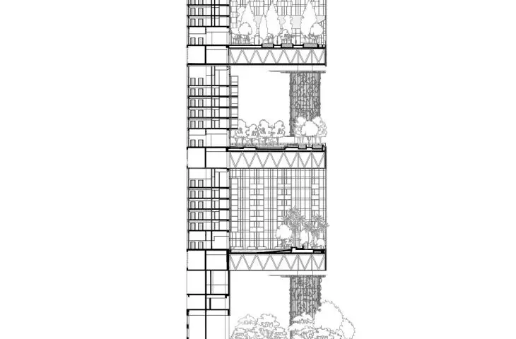 Hotel Pan Pacific Orchard w Singapurze — przekrój poprzeczny 