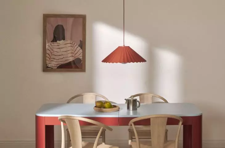 Red furniture can be the focal point of an arrangement