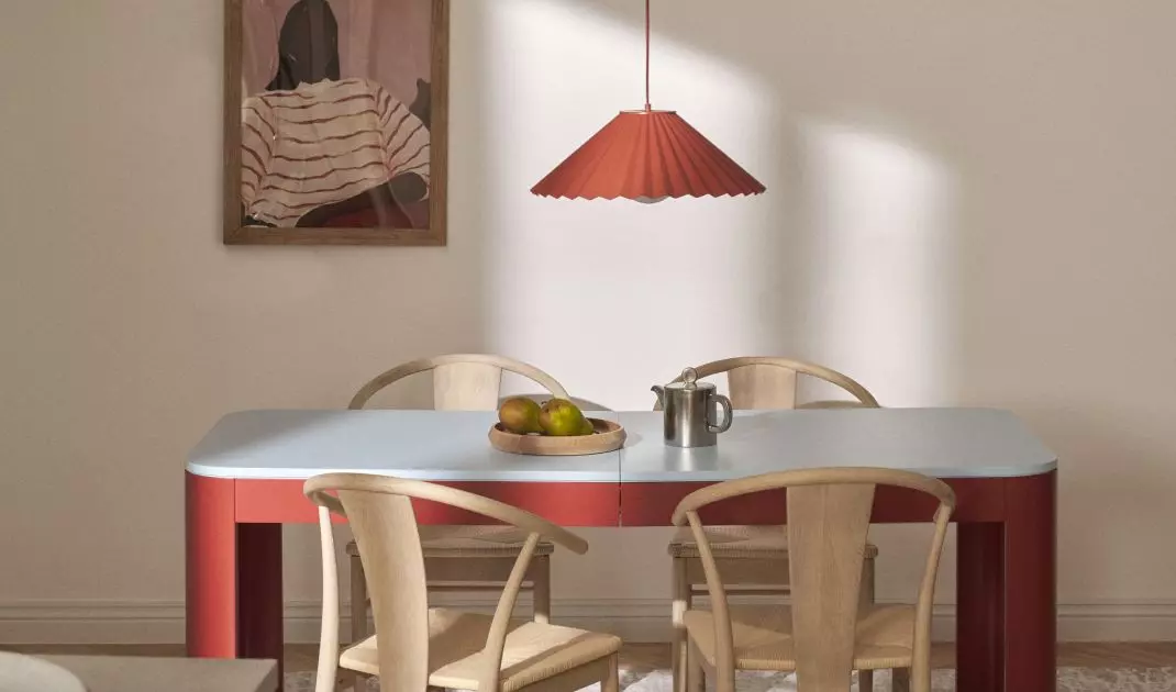 Red furniture can be the focal point of an arrangement