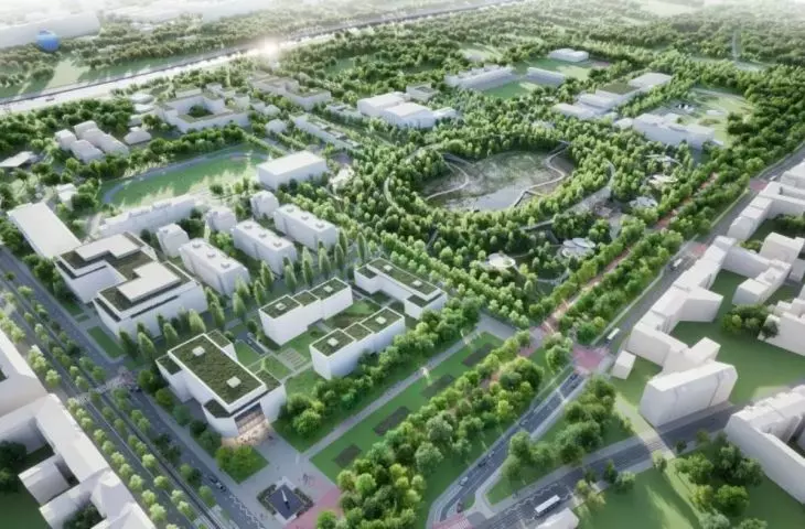 koncepcja zagospodarowania terenu dawnego stadionu i jego okolic, I nagroda w konkursie z 2023 r., proj.: Studio Fikus