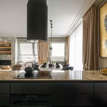 Fluting in the kitchen refers to the wall by the stairs