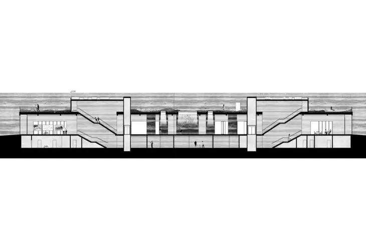 Dialogue House, cross-section A-A