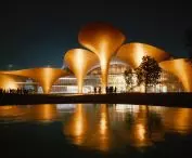 The Alisher Navoi Institute for International Scientific Research in Tashkent - visualization at night
