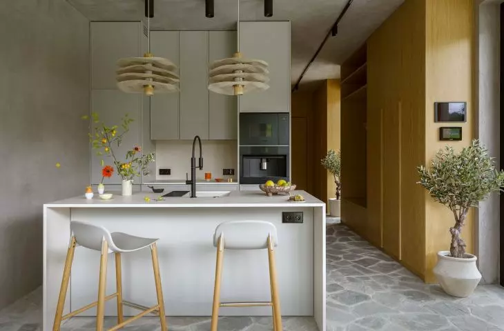 The interior of the cottage is filled with natural materials