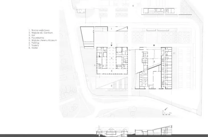 first floor plan and cross-section A-A
